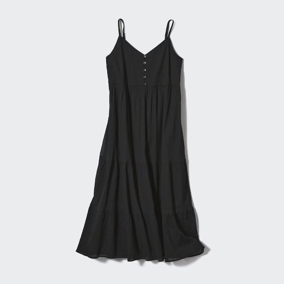 NWT Uniqlo Crinkle Cotton Camisole Dress - 2024 - Black - Sz S - Picture 11 of 11